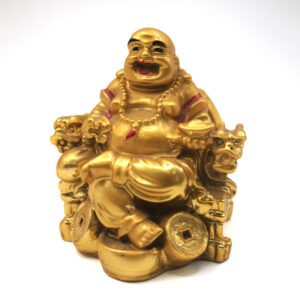 Brass made laughing Buddha idol in Sitting position