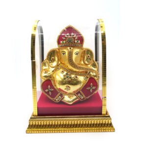 Lord Ganesha Idol (Ganpati Murti) in a protective glass case